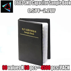 0603 campionario condensatore SMD = = 4500 pezzi 0,5pf ~ 2.2UF pacchetto Kit assortimento