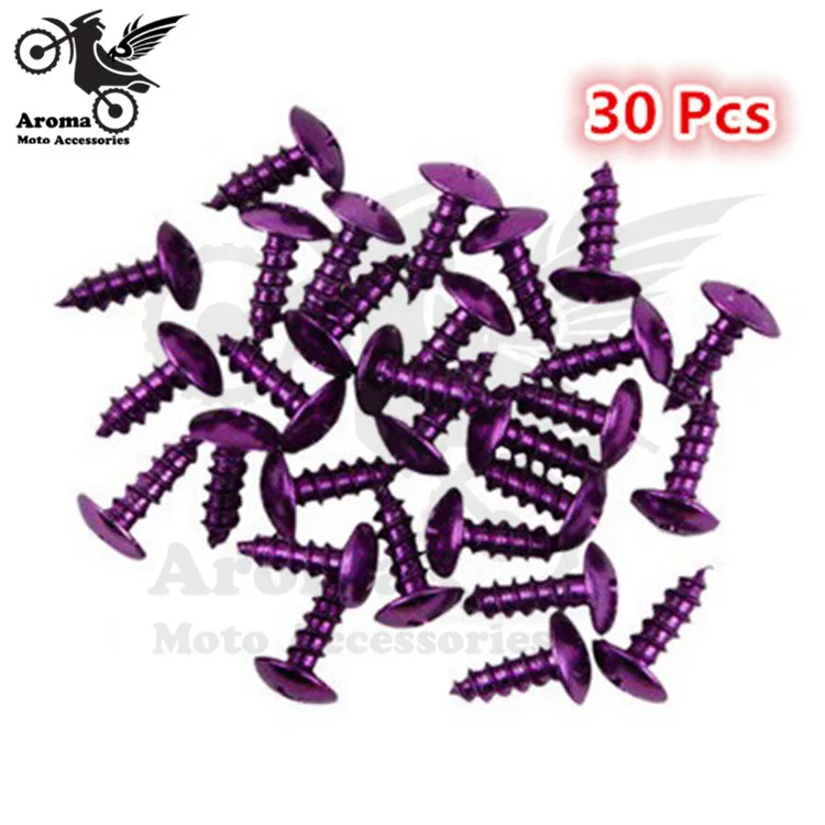 30pcs 6 colors red blue yellow purple silver black decal motocross nuts bolts 2cm motorbike parts decal Off-road dirt pit bike accessories colorful