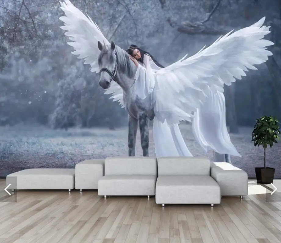 

Nordic Forest Wing Horse Girl Angel Wall Murals Wallpaper Printed Photo Wall Murals for Bedroom Wall Paper Roll Wall Coverings