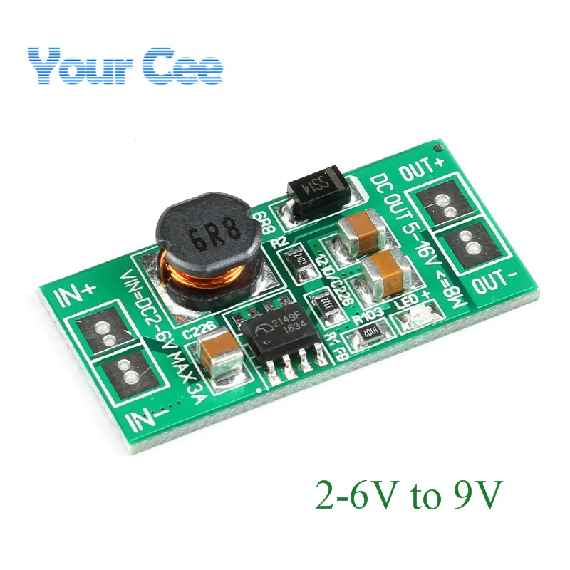 2pcs Boosting Converter Power Supply Module 3.3V 3.7V 5V to 9V Step Up Converter DC-DC Voltage Regulator Adjustable PCB Board