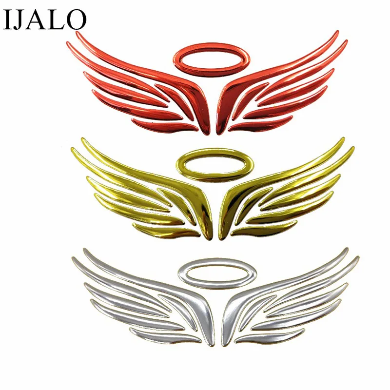 Pegatina 3D de ala de Ángel para coche, emblema de insignia cromado de PVC suave, impermeable, decoración de estilo automático para logotipo de coche