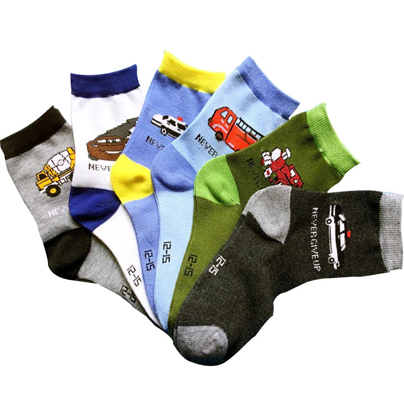 6 paris / lot children socks spring Autumn cotton cartoon car 1-11 year boys socks kids socks