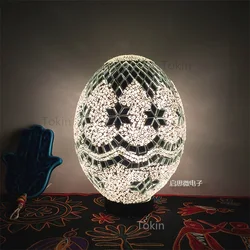 Newest Turkish Mosaic Egg Lamp Vintage Art Deco Handcrafted Lamparas De Mesa Glass Romantic Bed Light Lamparas Con Mosaicos
