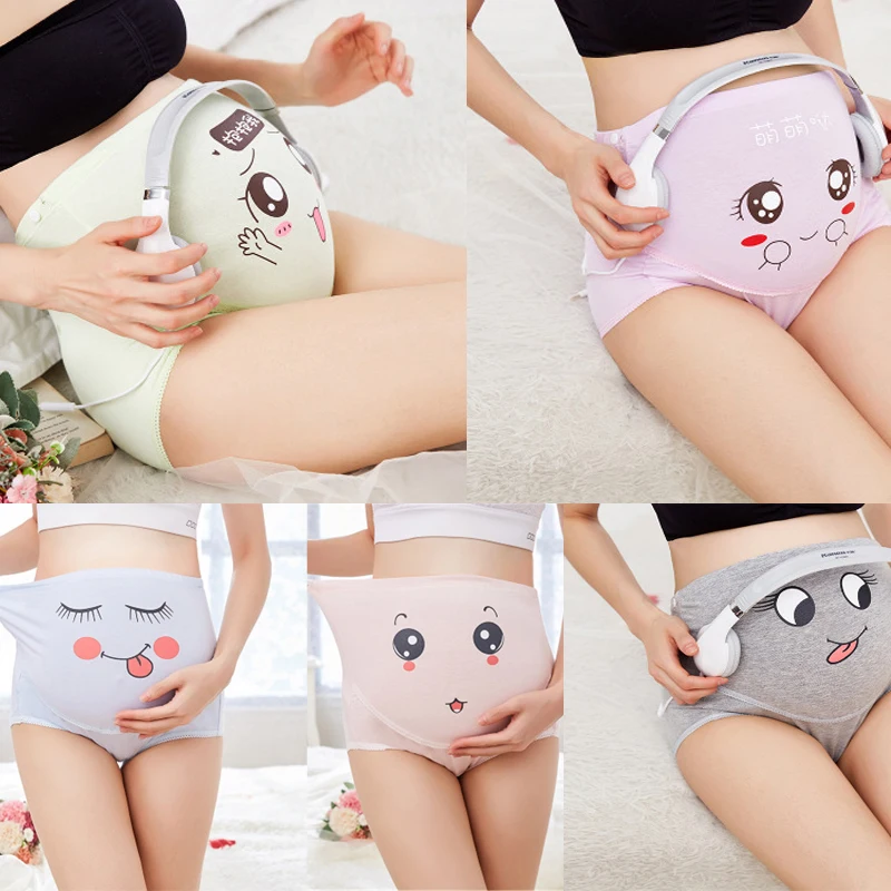 

New Cotton Pregnant Panties High Waist Mother Belly Support Underwear Cartoon Briefs Pregnancy Short Pants Seamless Panties