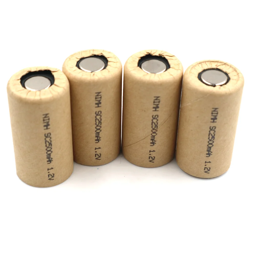 Ni-Mh SC2500mAh 4Pieces Ni-Mh SC2.5Ah Rechargeable Power Tool Battery Cells Discharge Rate 10C 25A