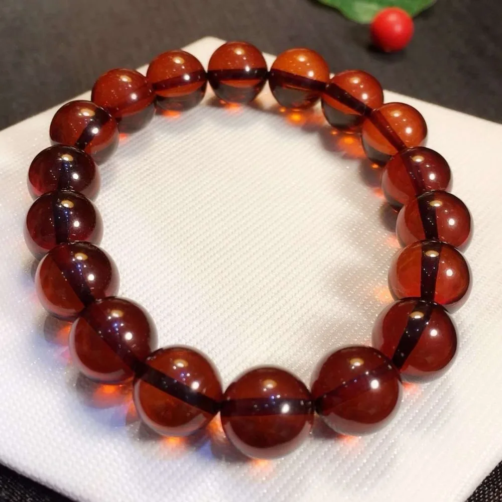 10mm Natural Blood Red Amber Bracelet For Women Men Healing Luck Crystal Round Beads Reiki Stone Stretch Gemstone Strands AAAAA