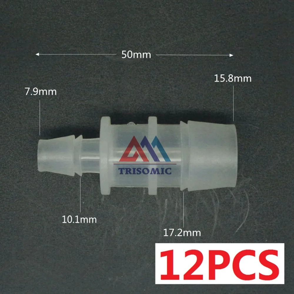 

12 pieces 15.8mm*7.9mm Straight Reducing Connector Plastic Fitting Barbed Reducing Connector