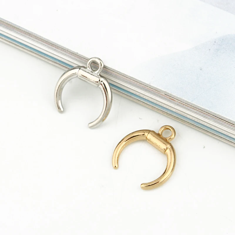 5pcs Alloy Bull Horn Metal Earrings Charms Connector Findings DIY Pendant Fit Bracelet Necklace Jewelry Accessories C197