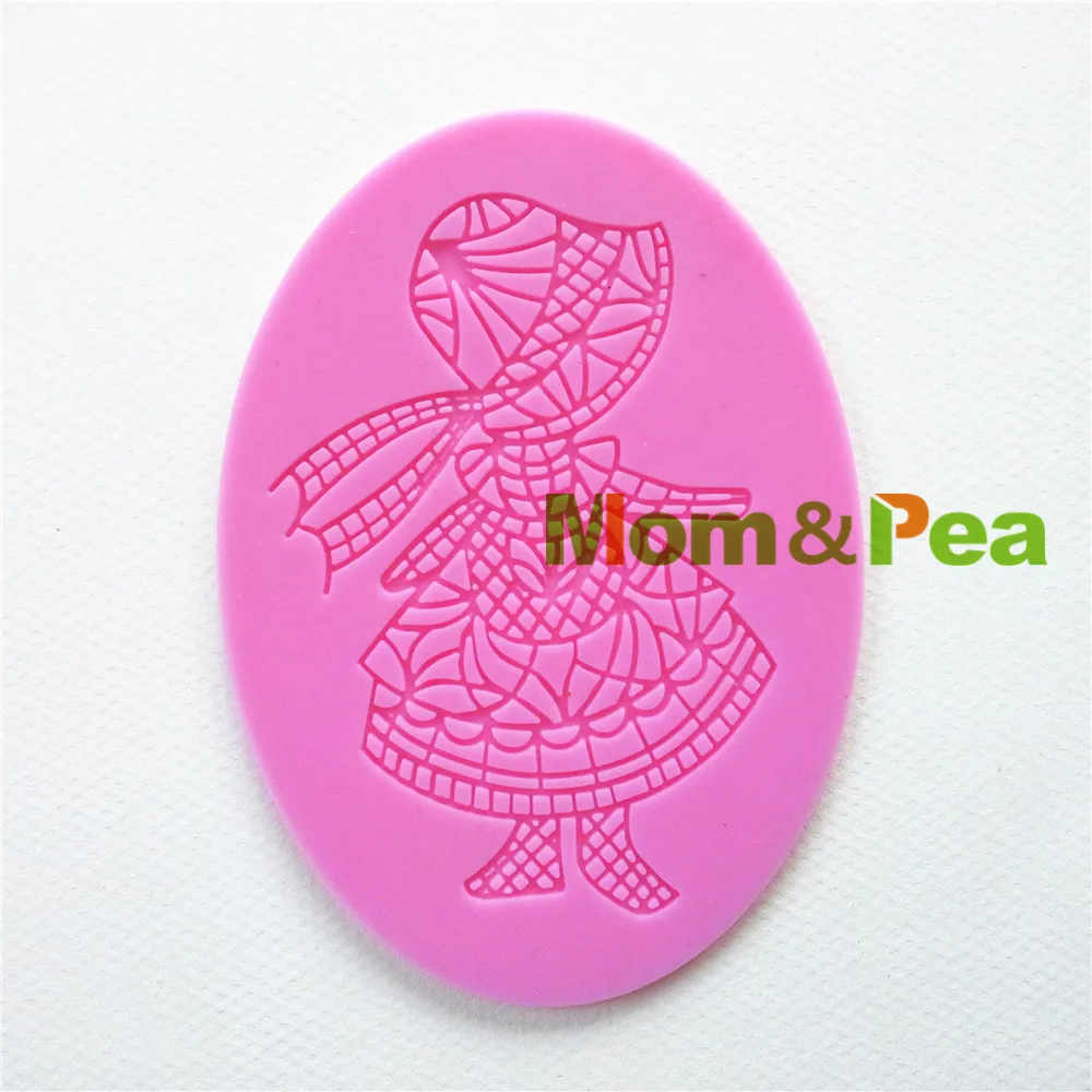 Mom&Pea GX121 Free Shipping Silicone Lace Mold Girl Cake Decoration Fondant Cake 3D Mold Food Grade Silicone Mould