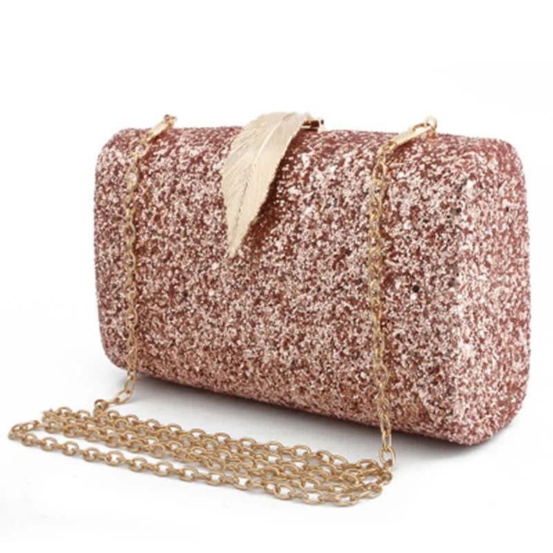 

Dinner bag ladies clutch bag luxury sequins hardware leaf lock personality trend fashion dress cheongsam bag female
