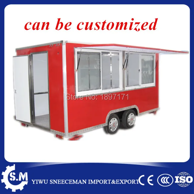 chinese mobile food trailer cart large Square food truck with windows