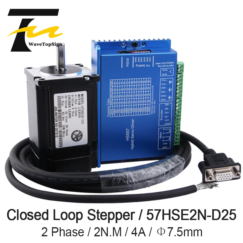 

Nema23 Closed Loop Servo Motor 76mm 4.2A Closed Loop 2N.m and HSS57 Hybrid Step-servo Driver CNC Controller Kit