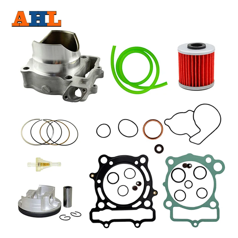 AHL Bore Size 77mm Air Cylinder Block & Piston & Rings &Oil Tube & Oil Filter & Fuel Filter Kit For Kawasaki KXF250 2004-2008