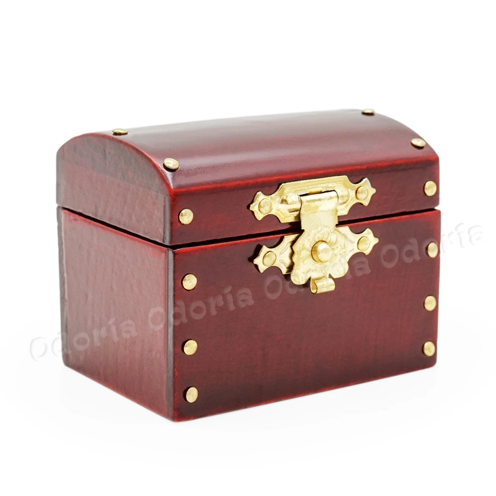 Odoria 1:12 Miniature Brown Treasure Chest Vintage Wooden Case Living Room Bedroom Furniture Doll House Accessories Decoration