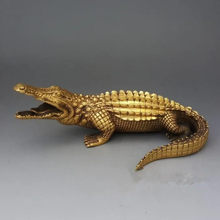 bronze medallion copper ornaments decorated antique large crocodile Home Furnishing craft gift collection special offer