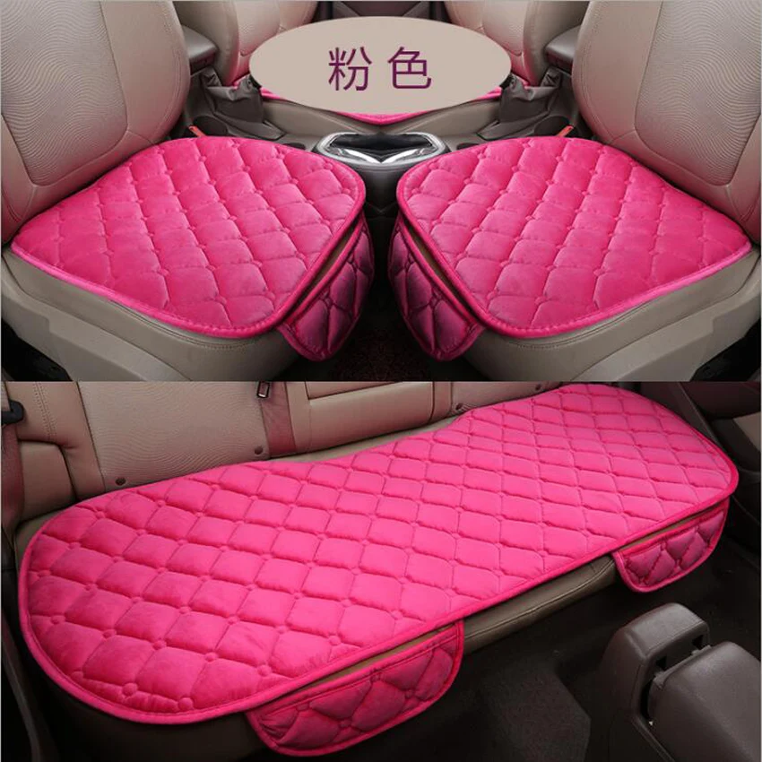 Vehicle seat cushion three-piece suit Fall and Winter fluffy backless three-piece suit non-binding anti-skid cushion warming cus