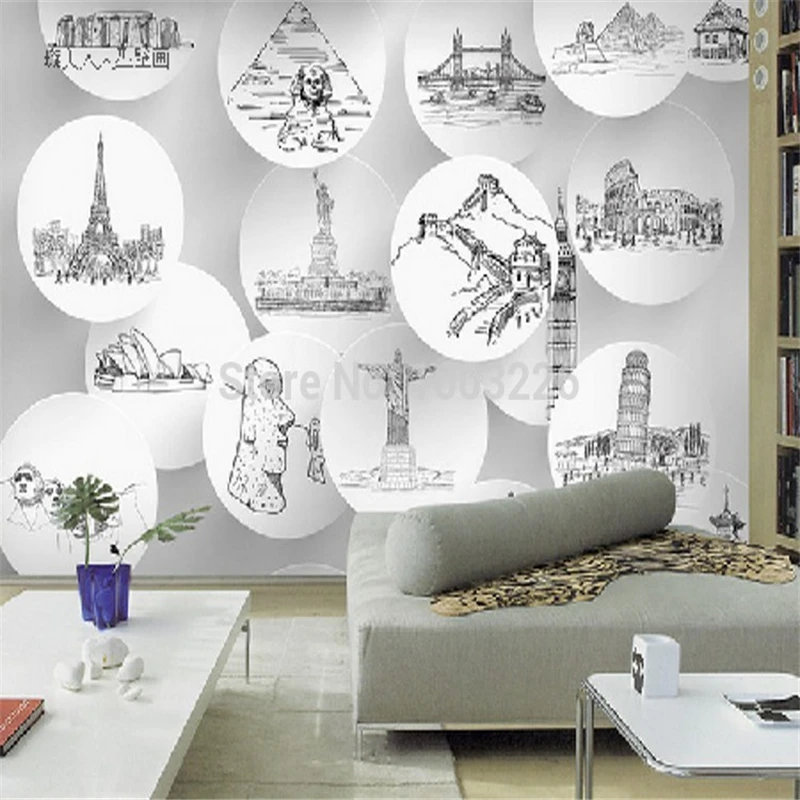 Beibehang World City Landmarks Woonkamer Tv Achtergrond Zijden Doek Behang Aanpassen Muurschilderingen Papel De Parede Wall Paper