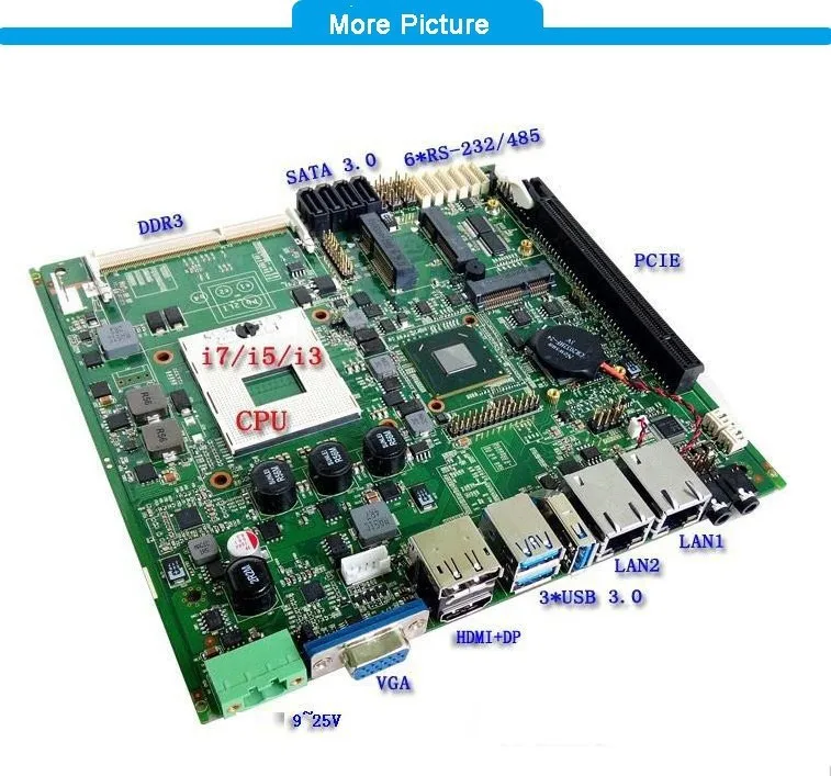 Industrial Mini ITX Mothebroard 2*RJ45 LAN / 6* COM/3*USB 3.0