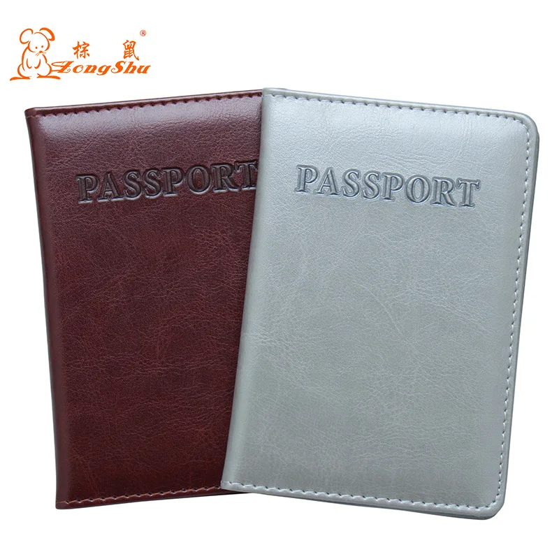 2020 new Gray convenient Pu Leather English Passport Cover Business Case Fashion Designer Credit Card Holder Passport Holder