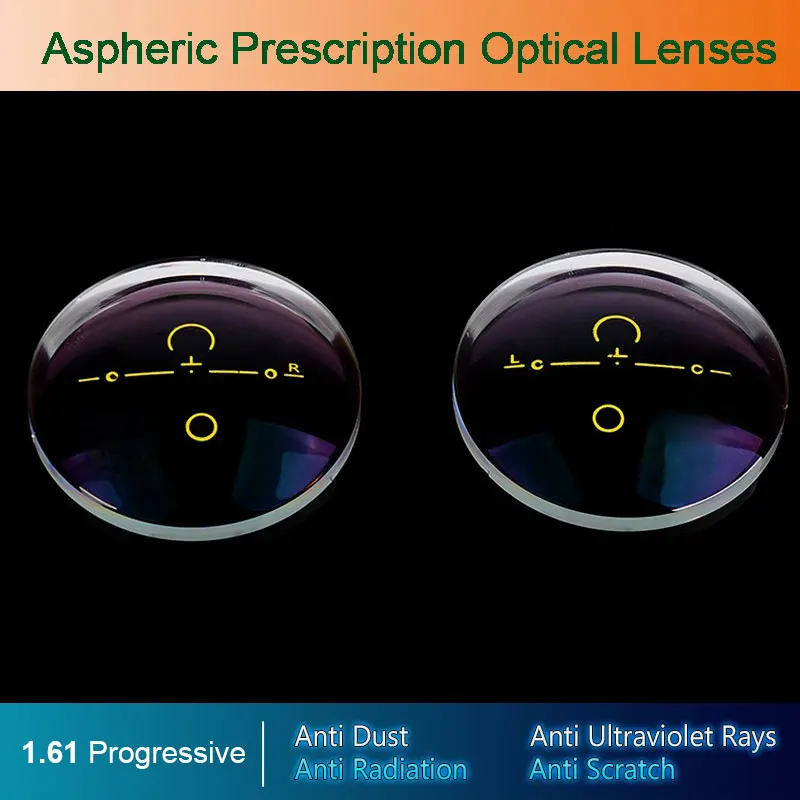 1.61 Digital Gratis-Bentuk Progresif Optik Aspheric Kesesuaian Kacamata Resep Kacamata Lensa Optik