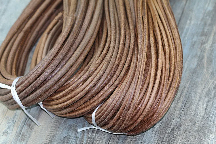 2Meter High Quality Dark Antique Brown 1-8mm Round Genuine Leather Jewelry Cord String Lace Rope DIY Necklace Bracelet Findings