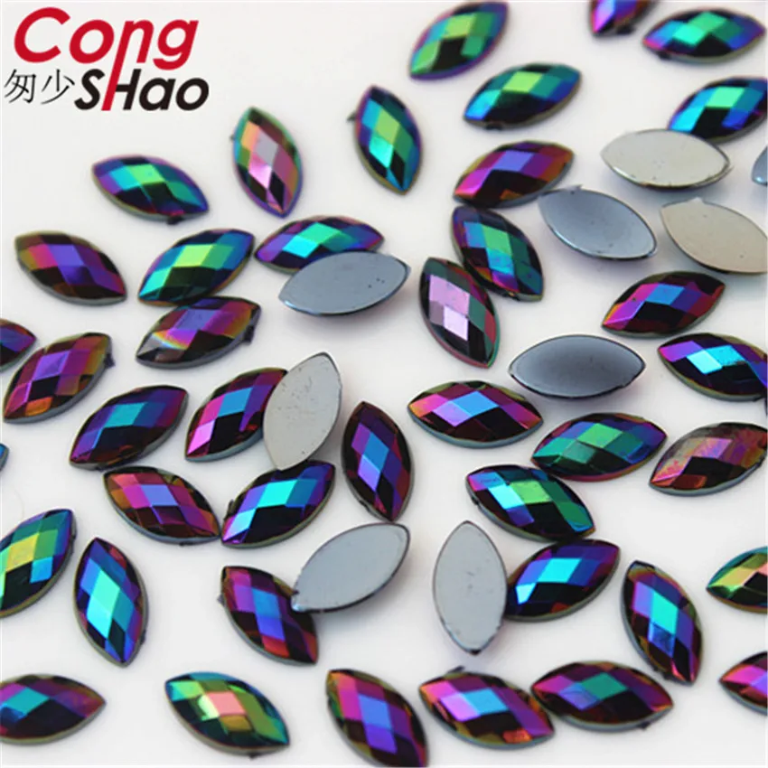 Cong Shao 200pcs 4*8mm AB Colorful Flatback Horse Eye Stone And Crystal Acrylic Rhinestones Trim Phone Costume Decoration ZZ730