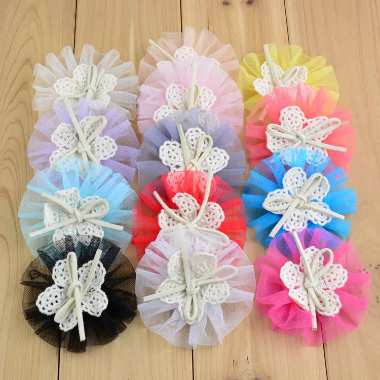 

120pcs/lot 7.5cm 13colors Newborn Chiffon Mesh Flower For Kids Girls Hair Accessories Handmade Lace Fabric Flowers For Headbands