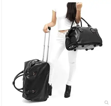 Sac à roulettes de voyage en PU pour hommes et femmes, sacs à bagages à roulettes, taille de cabine, sac à roulettes, valise à bagages d\'affaires,