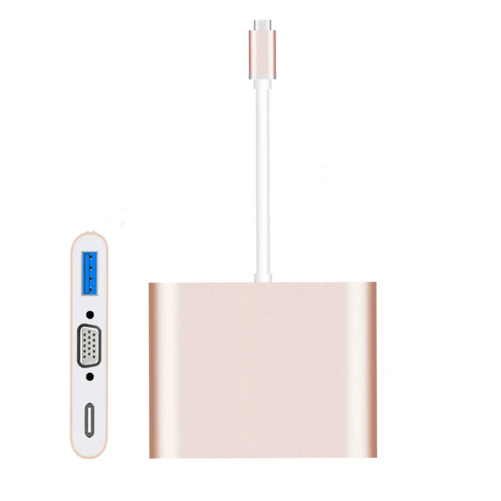 USB 3.1 Tipo-C a VGA USB 3.0 3.1 USB-C HD 3IN1 HUB Porta di Ricarica Cavo Adattatore adattatore
