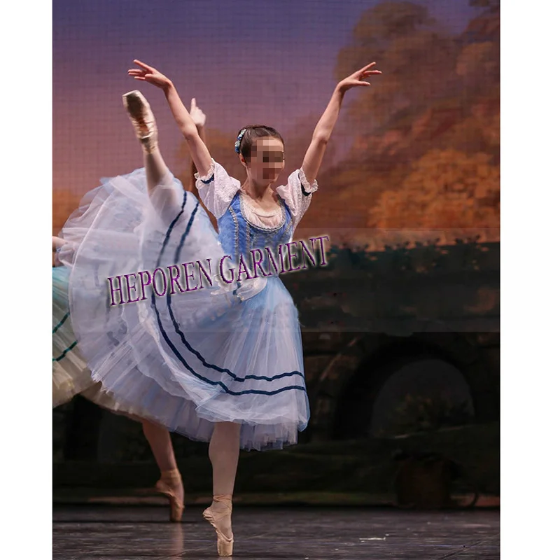 

Custom Made Giselle Ballet Costumes,Ballet Stage Costumes Blue Village Girl Romantic Ballet Dresses