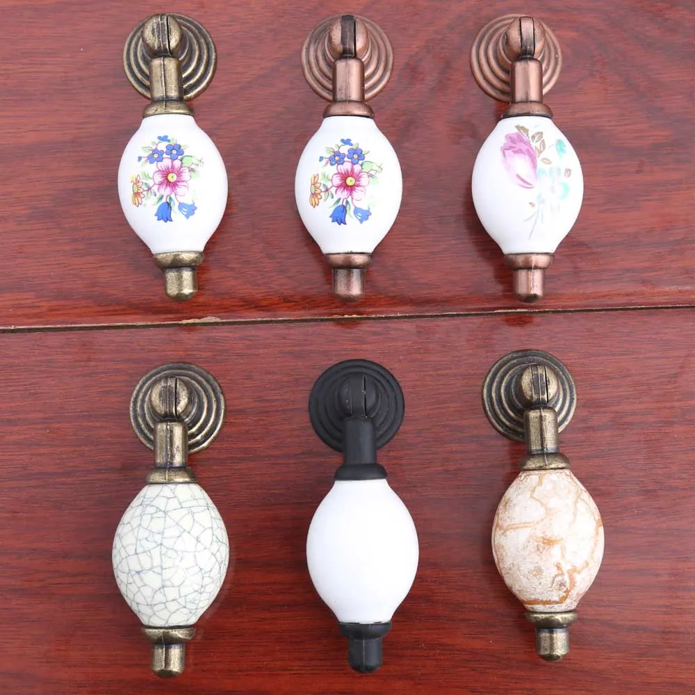 white black shaky drop pendant ceramic drawer cabinet knobs pulls antique brass rural ceramic dresser door handles knobs vintage