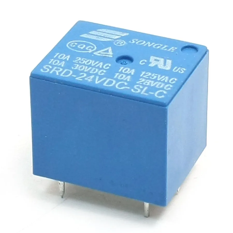 10pcs DC24V SPDT 5 Pins PCB Type Electromagnetic Coil Power Relay Blue SRD-24VDC-SL-C