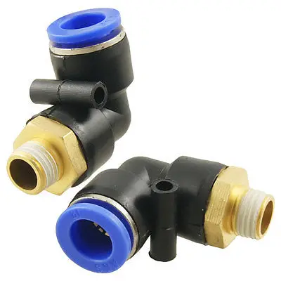 

2 Pcs 1/4" Male Thread to 12mm Elbow Pneumatic Connector Fittings Free shipping