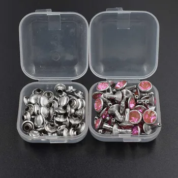 50 takım elmas perçinler akrilik elmas düğmeler Snaps renkli dekoratif çivi parlak kırmızı/beyaz/pembe/yeşil