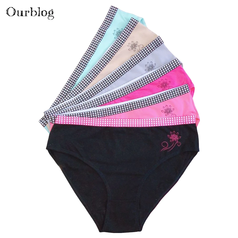 OURBLOG Brand 5 Pcs Plus Size Cotton Panties Women's Underwear Briefs Solid Cute Bow Sexy Ladies Girls Panties 2XL 3XL 4XL