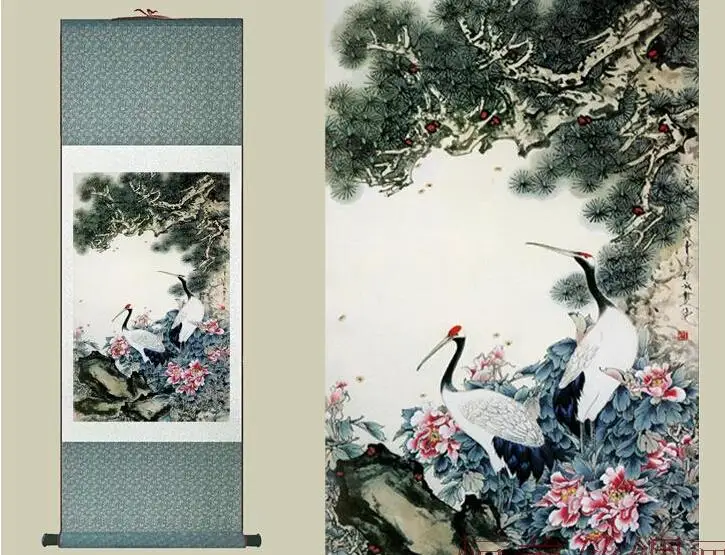 cranes with pine trees Traditional Chinese Art Painting Home Office Decoration Chinese paintingPrinted painting