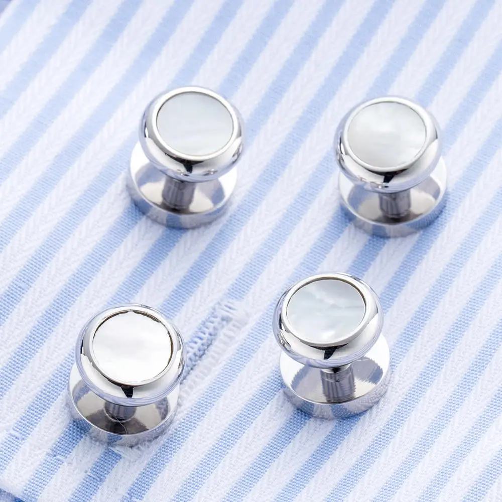 VAGULA 8PCS Tuxedo Collar Stud Sleeve Button Natural Mother Pearl Shirt Studs Top Luxury Brand Cufflink  V22