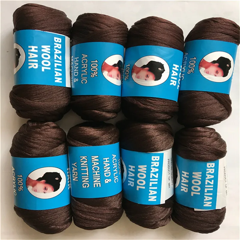 Free Shipping 5Pcs Brazilian Wool Hair Yarn for Braiding and Senegalese Twisting High Quality  Attachment Knitting  70g/Pc