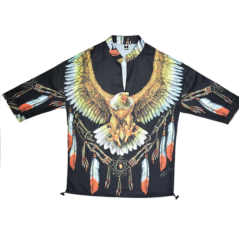 Supzoom 2022 New Arrival Top Fashion Summer Thin Male Sleeve Printing Leisure Three Quarter Mandarin Collar Casual Men Shirts