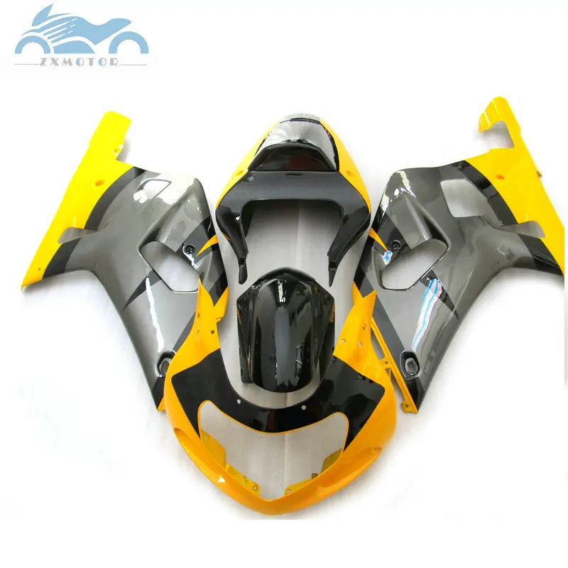 Free Custom Motorcycle Fairings kit for SUZUKI K1 2001 2002 2003 GSXR600 GSXR750 GSX R750 yellow green gray