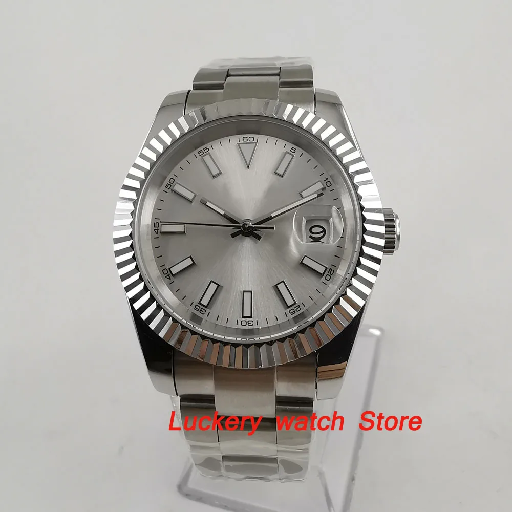 40mm Men watch white dial Luminous saphire glass mingzhu 2813 Movement Automatic Wristwatch