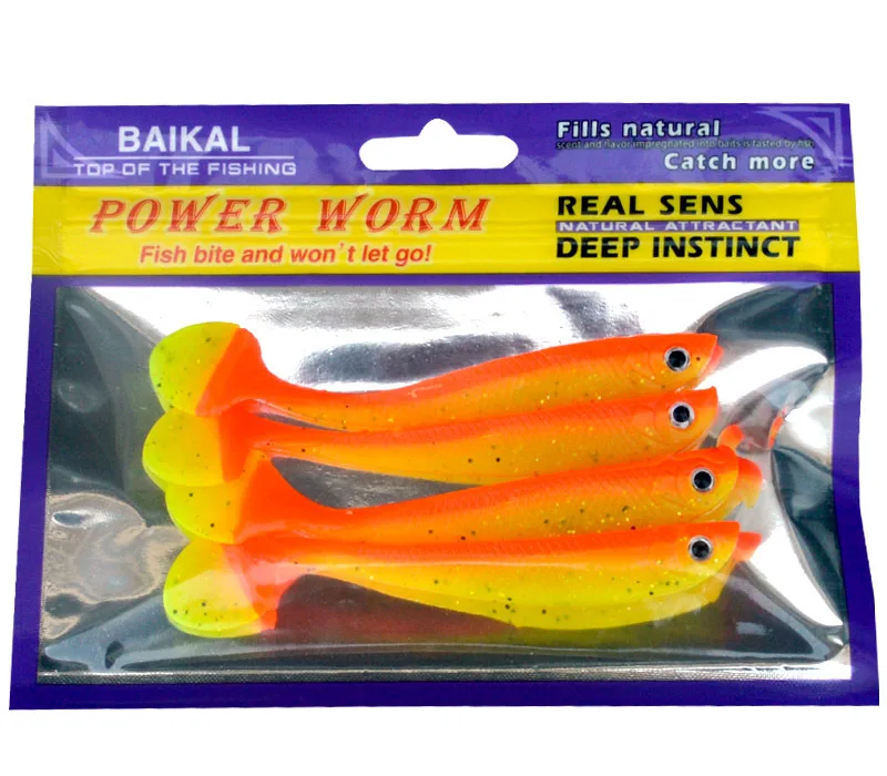 Hot Sale Soft Lure Bait 4 Pieces/Bag Fishing Artificial Lures Handmade  11cm/6g Dual Color T Tail Boot - AliExpress 18