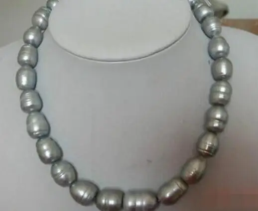 elegant huge9-10mm tahitian gray pearl necklace 18inch