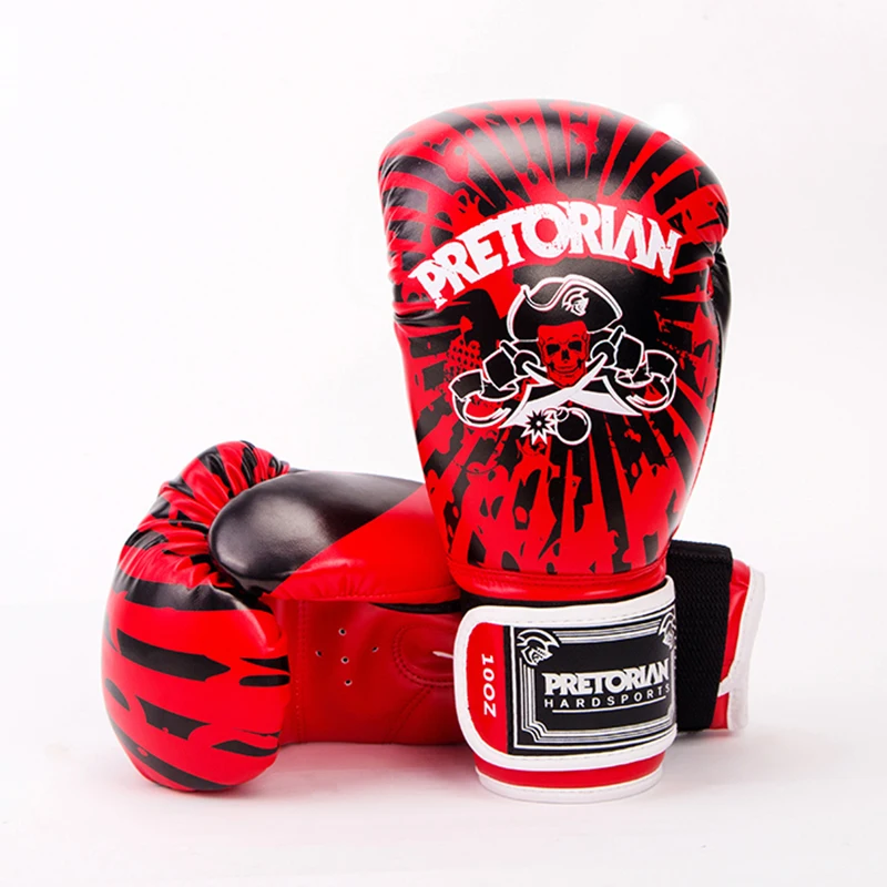 Pretorian-MUAY THAI BOXING GLOVES for Women and Kids, Black and Red, 10OZ, 12OZ