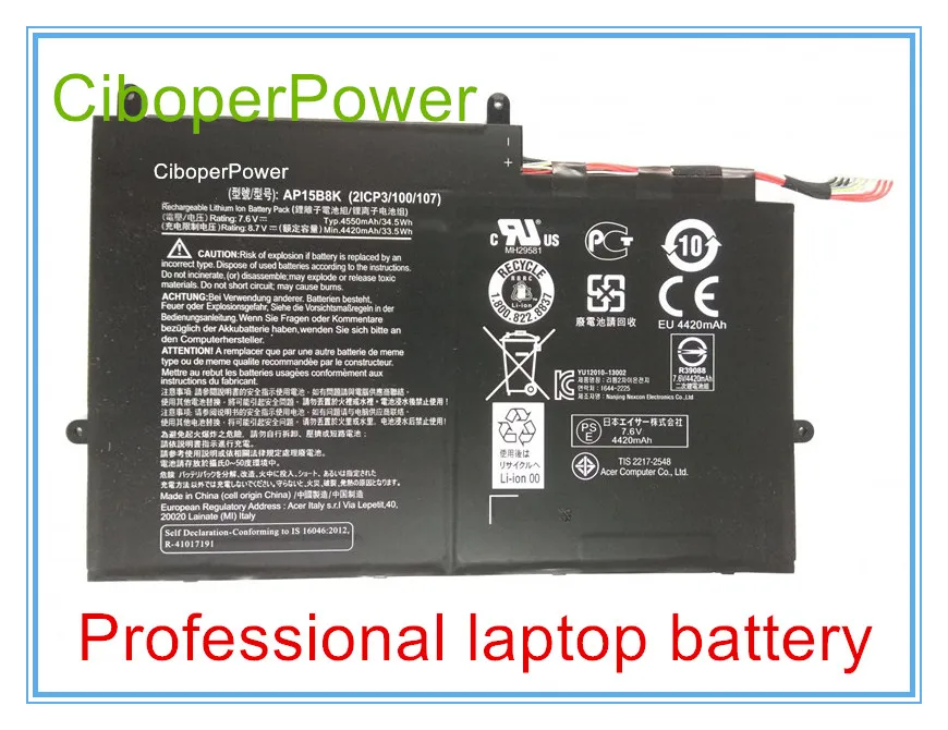 Original 7.6V 4550Mah AP15B8K Laptop Battery for W5-173-632W SW5-173 Switch 11