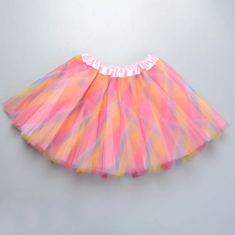 

2-7Y Baby Girls tutu Skirts Rainbow Colorful Child Ball Gown Kids Girl Clothes Princess tulle skirt Dance Ballet One Size A325