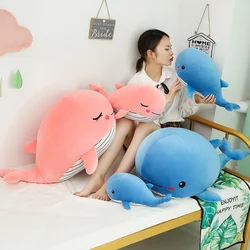 Plush Whale Soft Toy Stuffed Soft Plushie Sea Animals Whale Doll Huggable Ocean Plush Toy Blue/Pink 30/45/65cm