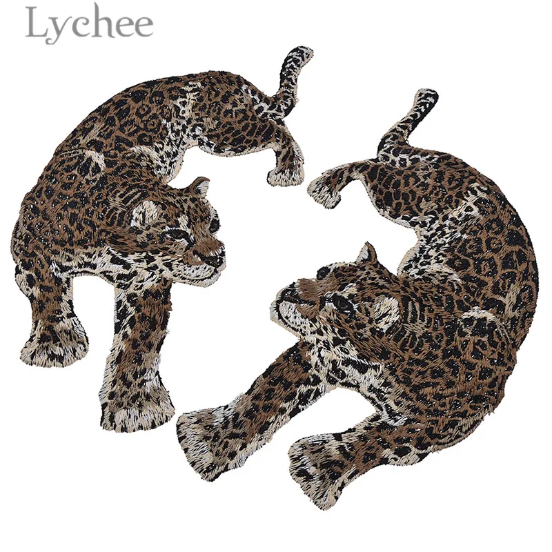 Lychee Life 1 para Leopard łaty hafty wzór ze zwierzętami szyć na aplikacje DIY materiał do szycia dostaw dla płaszcz kurtka dżinsy