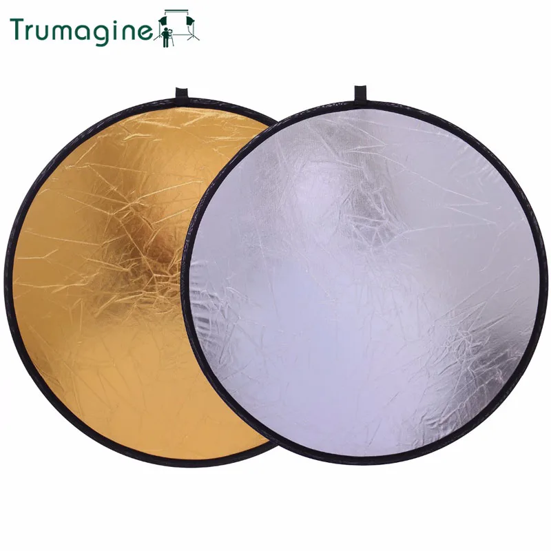 50CM/20'' 2 In 1 Collapsible Portable Round Photography Light Reflector Photography Flash Reflector Silver Camera Reflector Disc