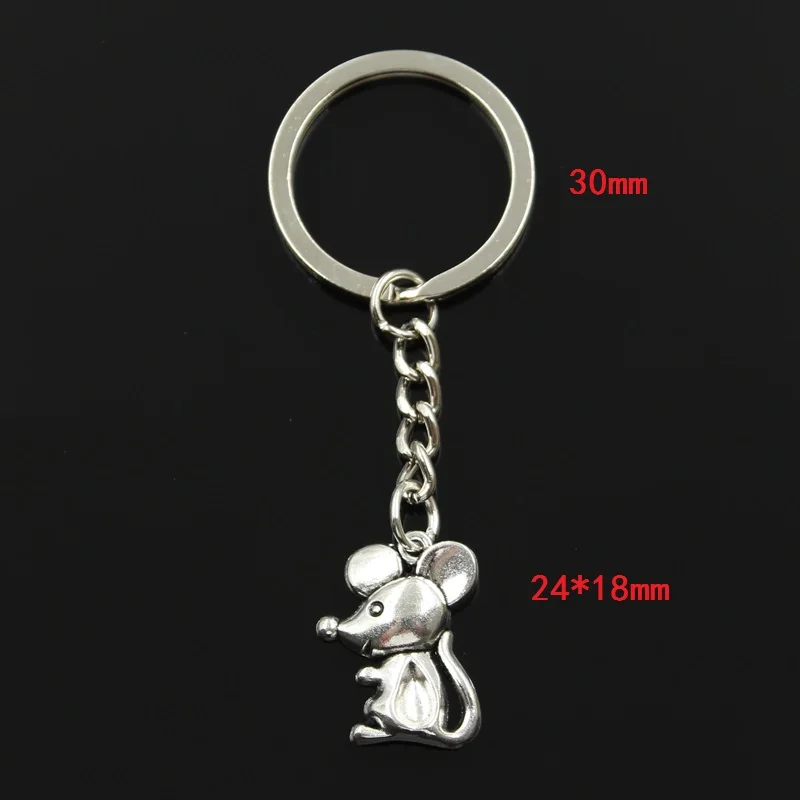 New Fashion Keychain 24x18mm Mouse Pendants DIY Men Jewelry Car Key Chain Ring Holder Souvenir For Gift